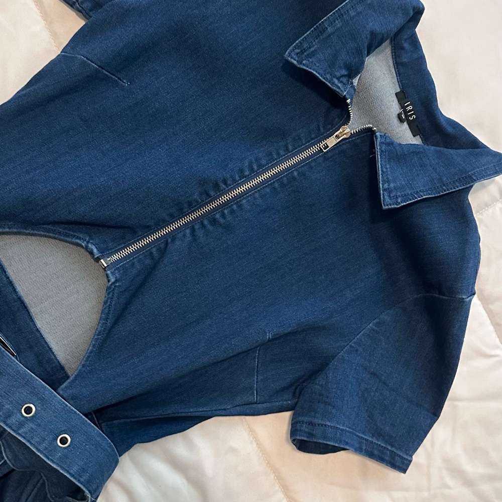 Stylish Blue Denim Jumpsuit with Belt